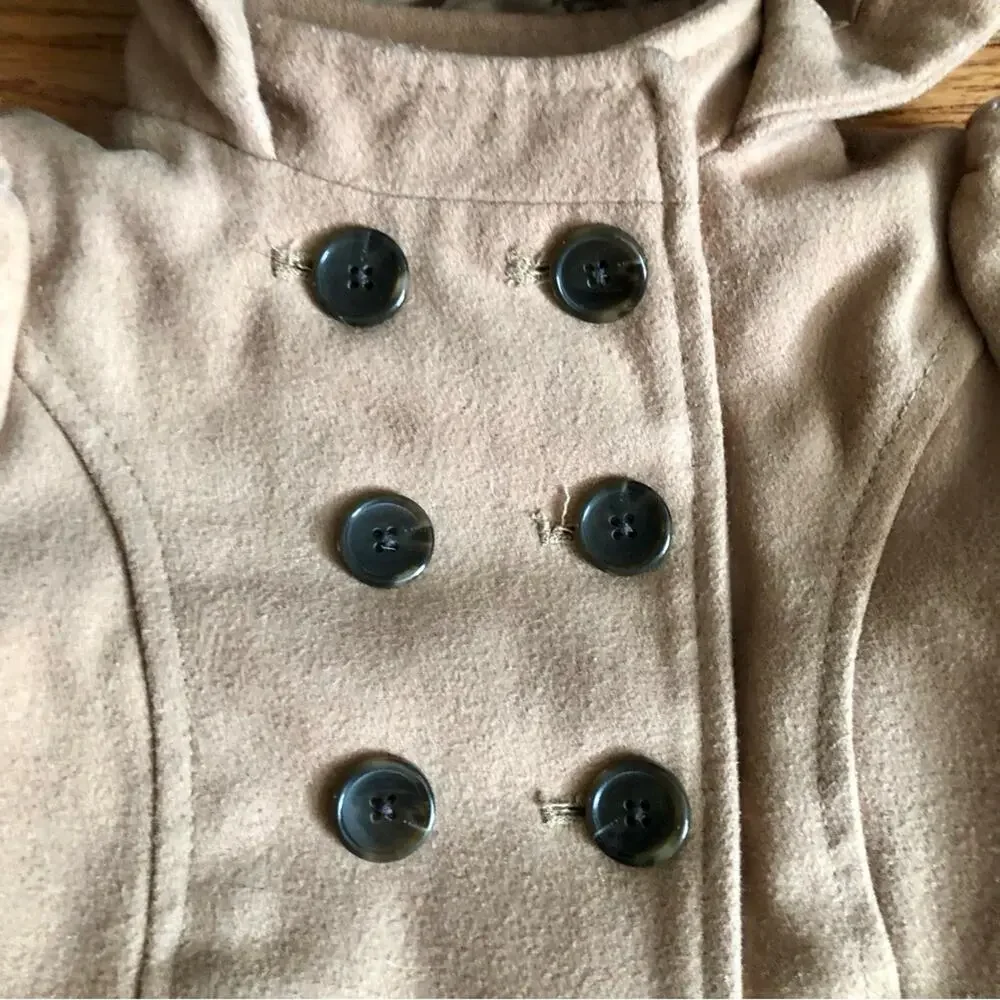 Old Navy Double Breasted Camel Tan Wool Peacoat Toddler Girl Size 18-24 Months